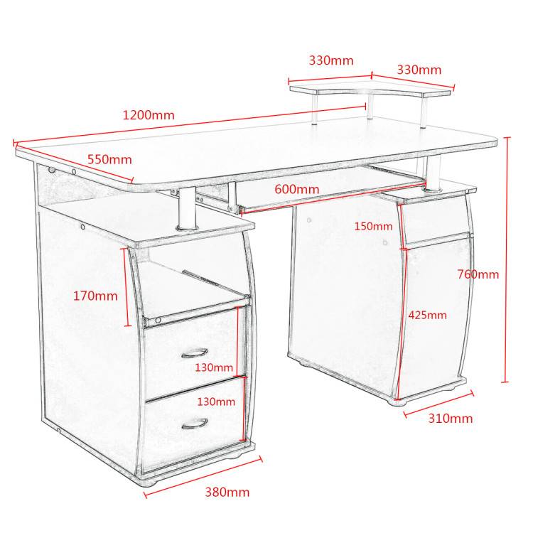bureau informatique table de bureau en mdf pour ordinateur multi ...