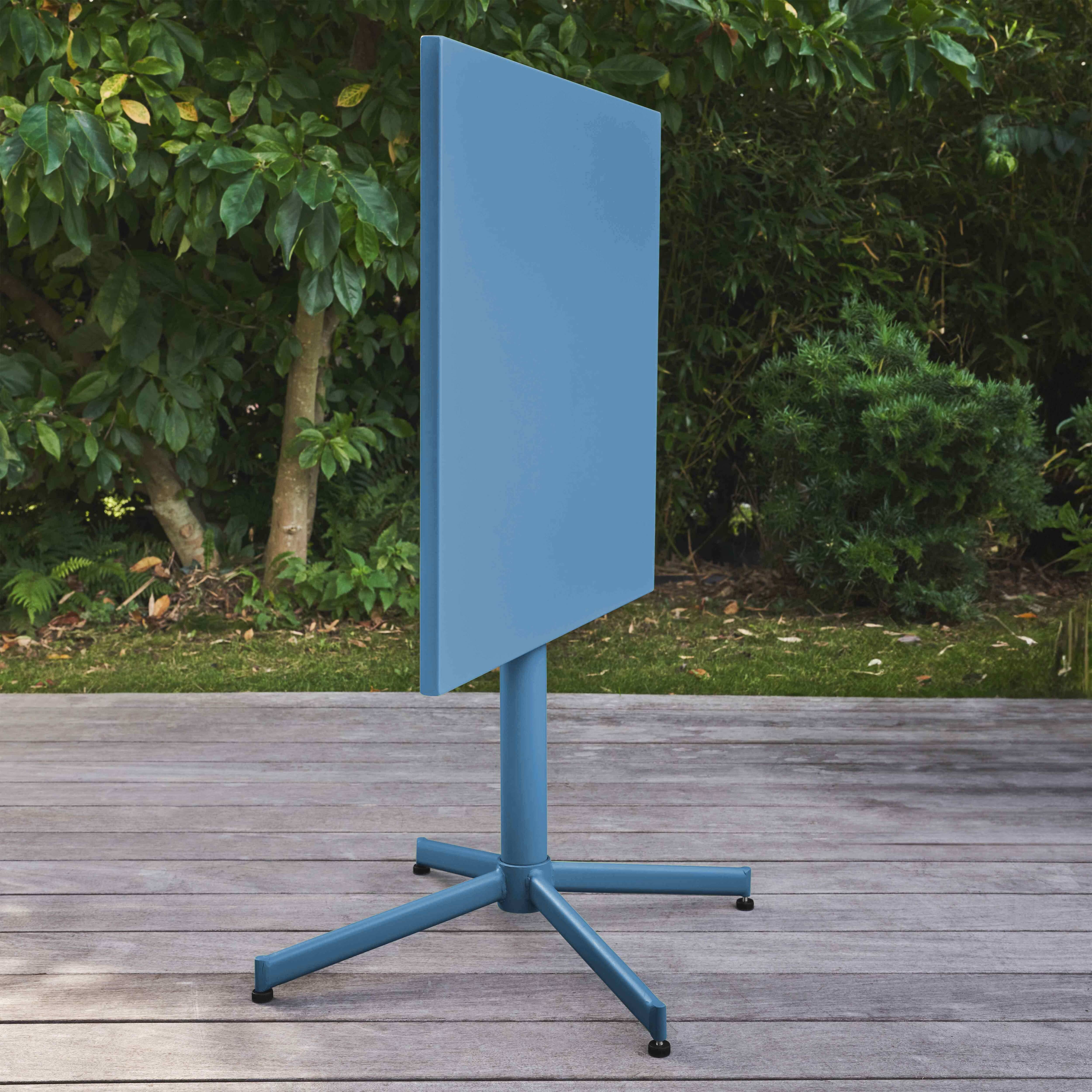 Oviala - Table de jardin carrée bistro inclinable en acier bleu pacific  Palavas - Oviala - Image 3