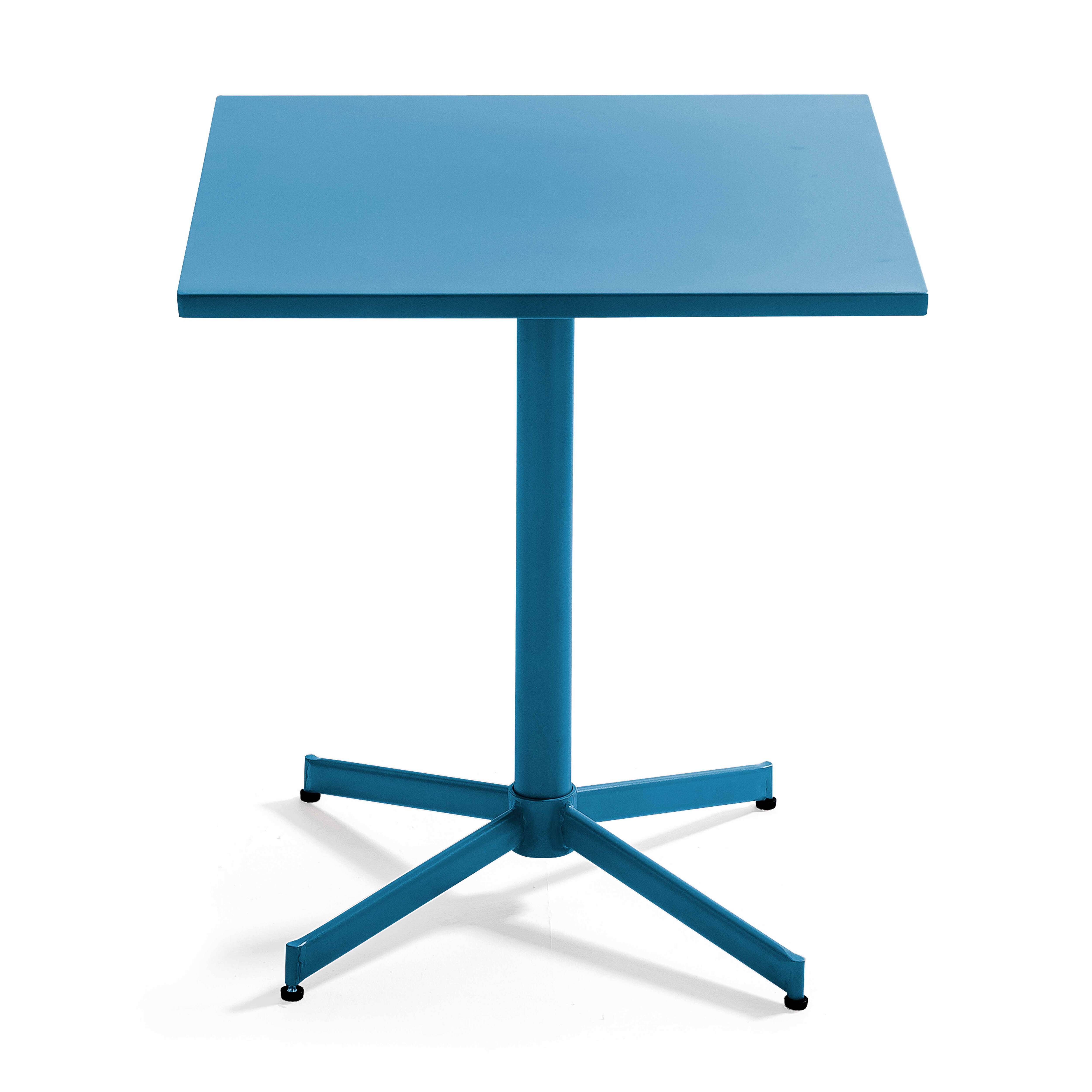 Oviala - Table de jardin carrée bistro inclinable en acier bleu pacific  Palavas - Oviala - Image 4