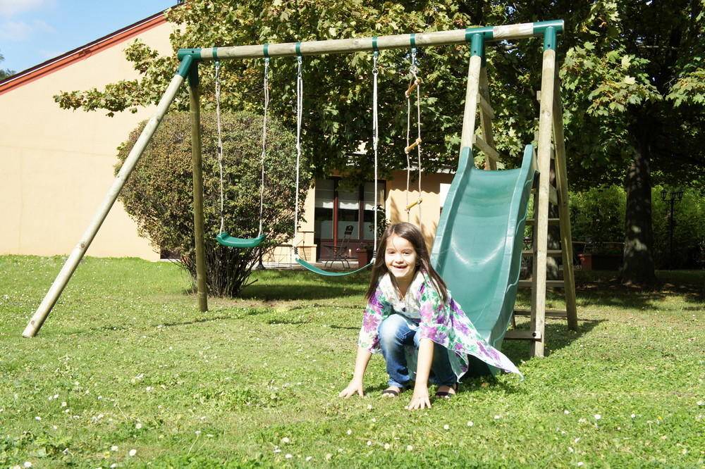 Châlet-Jardin - Portique en bois Navajos 330 x 260 x 230 cm, Toboggan Chalet & Jardin