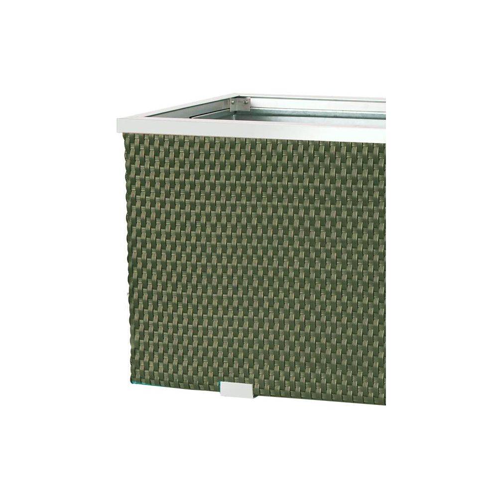 Rattan Art - Jardinière en résine tressée avec cadre en aluminium 98 x 25 x 34 cm Vert - Imagen 3