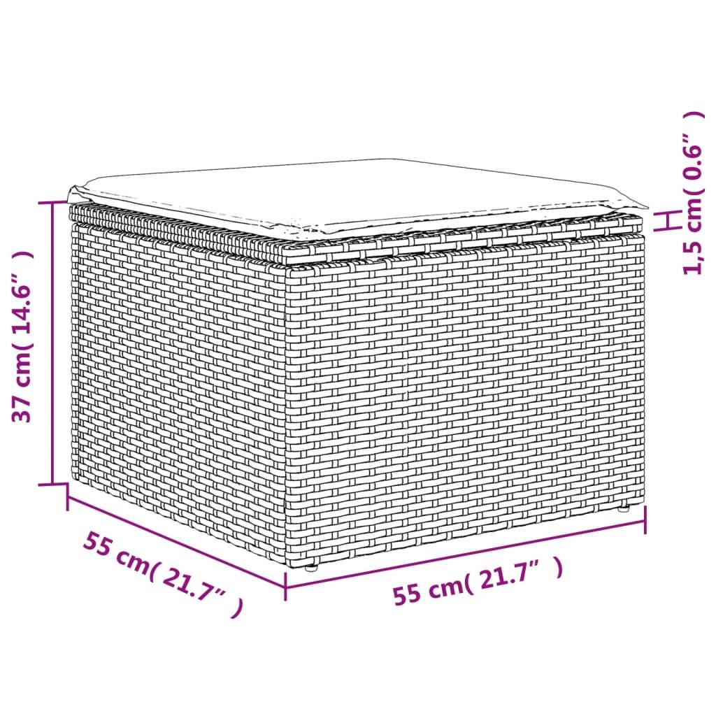 Salon de jardin 4 places modulable résine tressée avec table basse et pouf pour patio Noir Coussins Noirs – ComfortXL Outdoor Living - Image 10