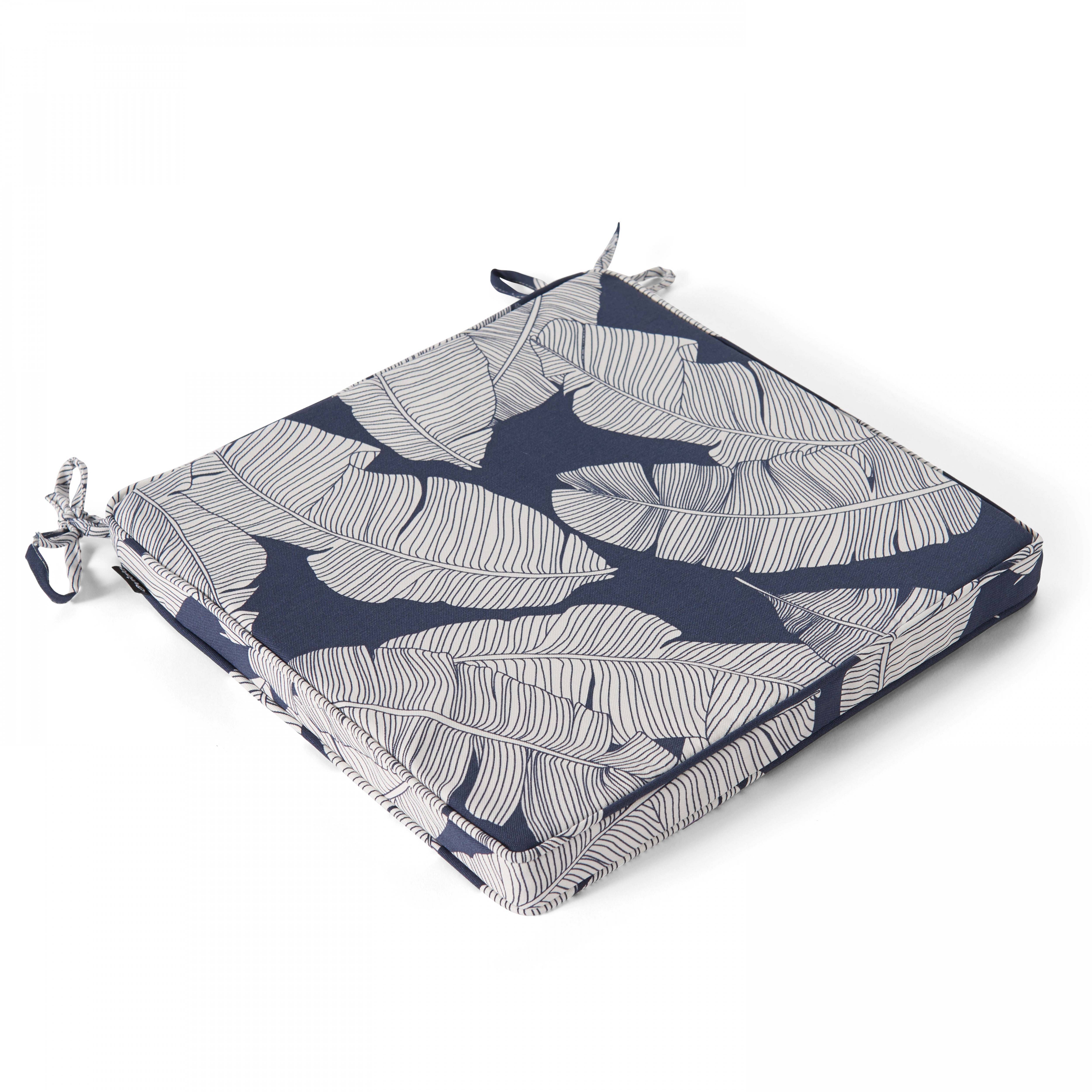Oviala - Lot de 4 galettes de chaise polyester abaca bleu 40x40x3 cm Paita - Oviala - Imagen 2