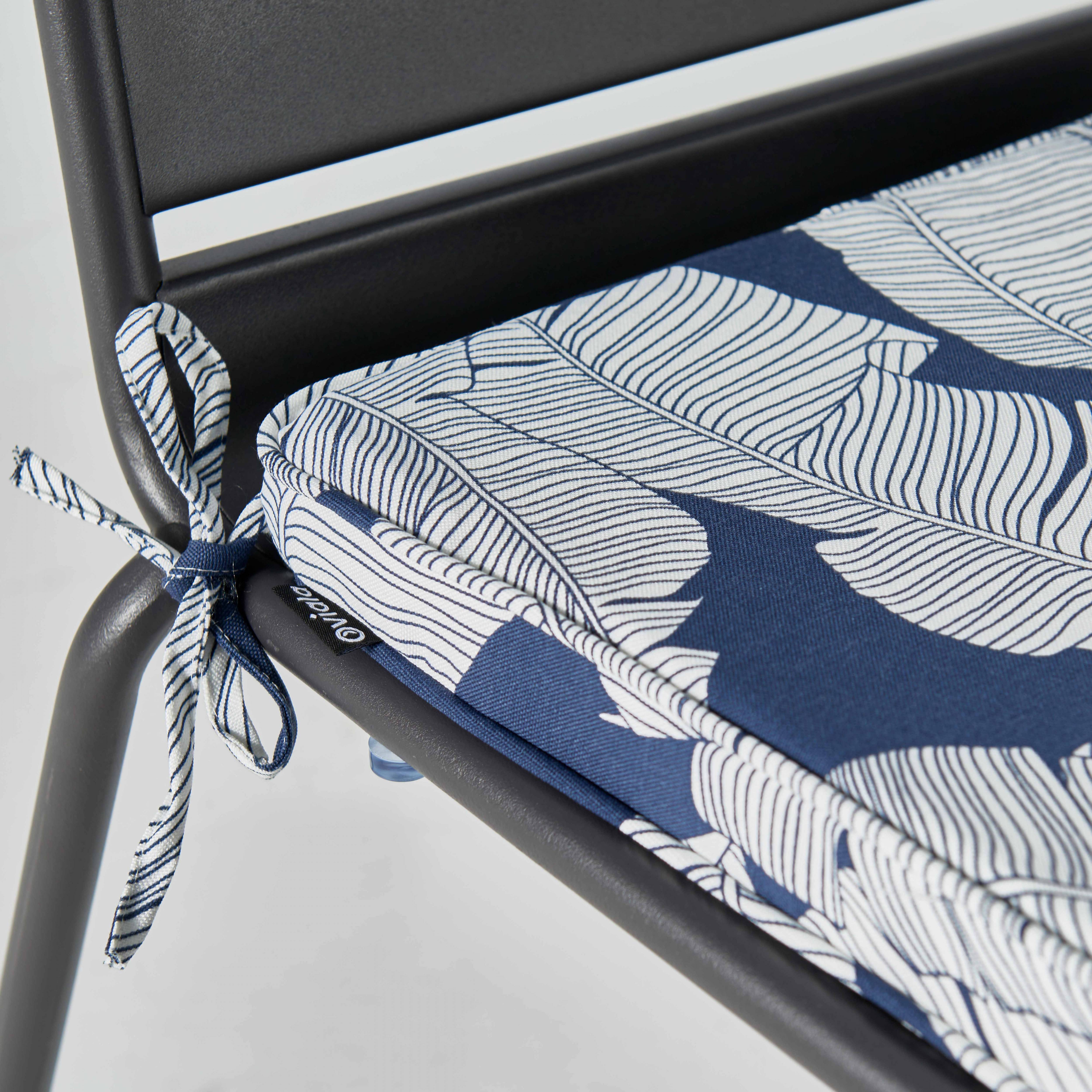 Oviala - Lot de 4 galettes de chaise polyester abaca bleu 40x40x3 cm Paita - Oviala - Imagen 5