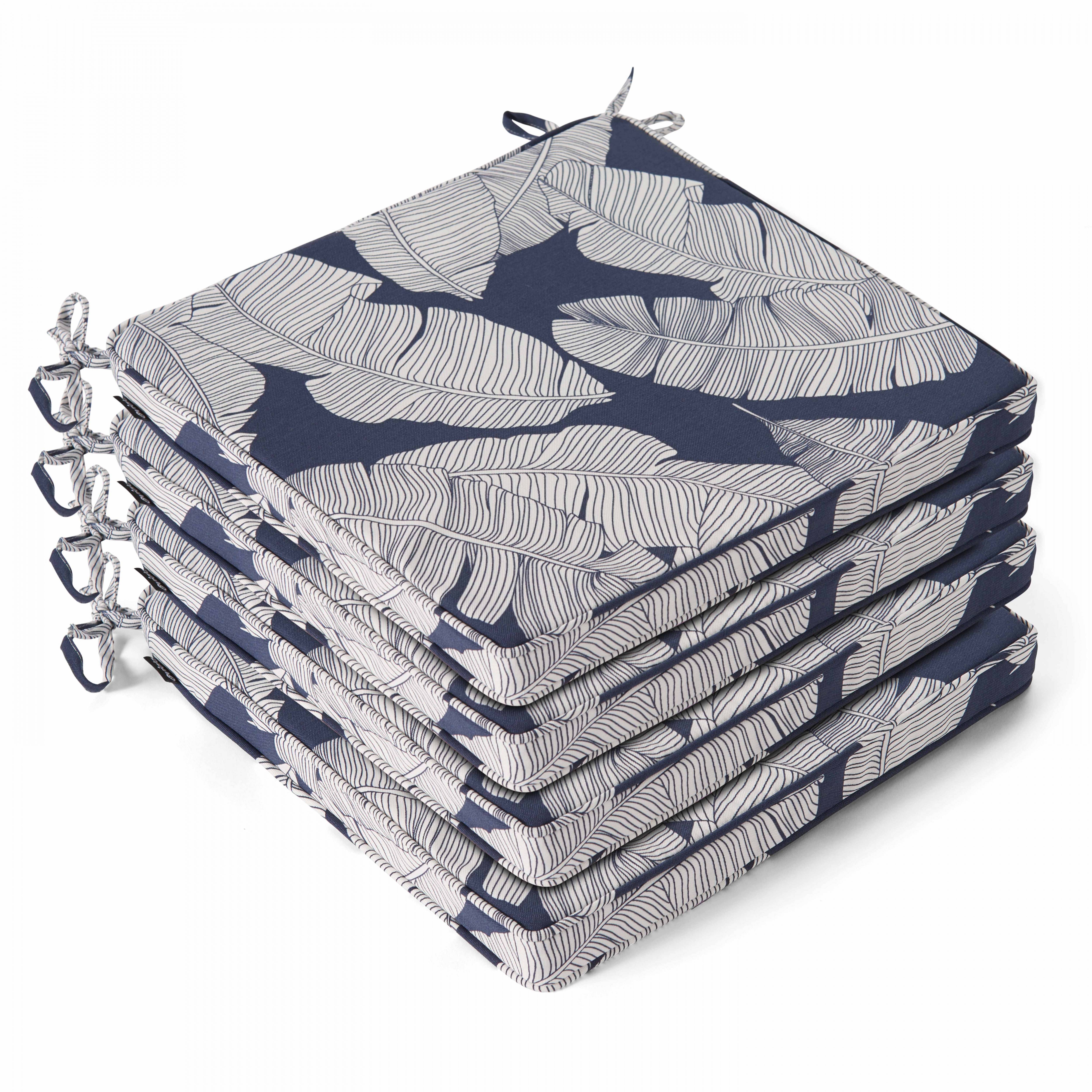 Oviala - Lot de 4 galettes de chaise polyester abaca bleu 40x40x3 cm Paita - Oviala - Imagen 1