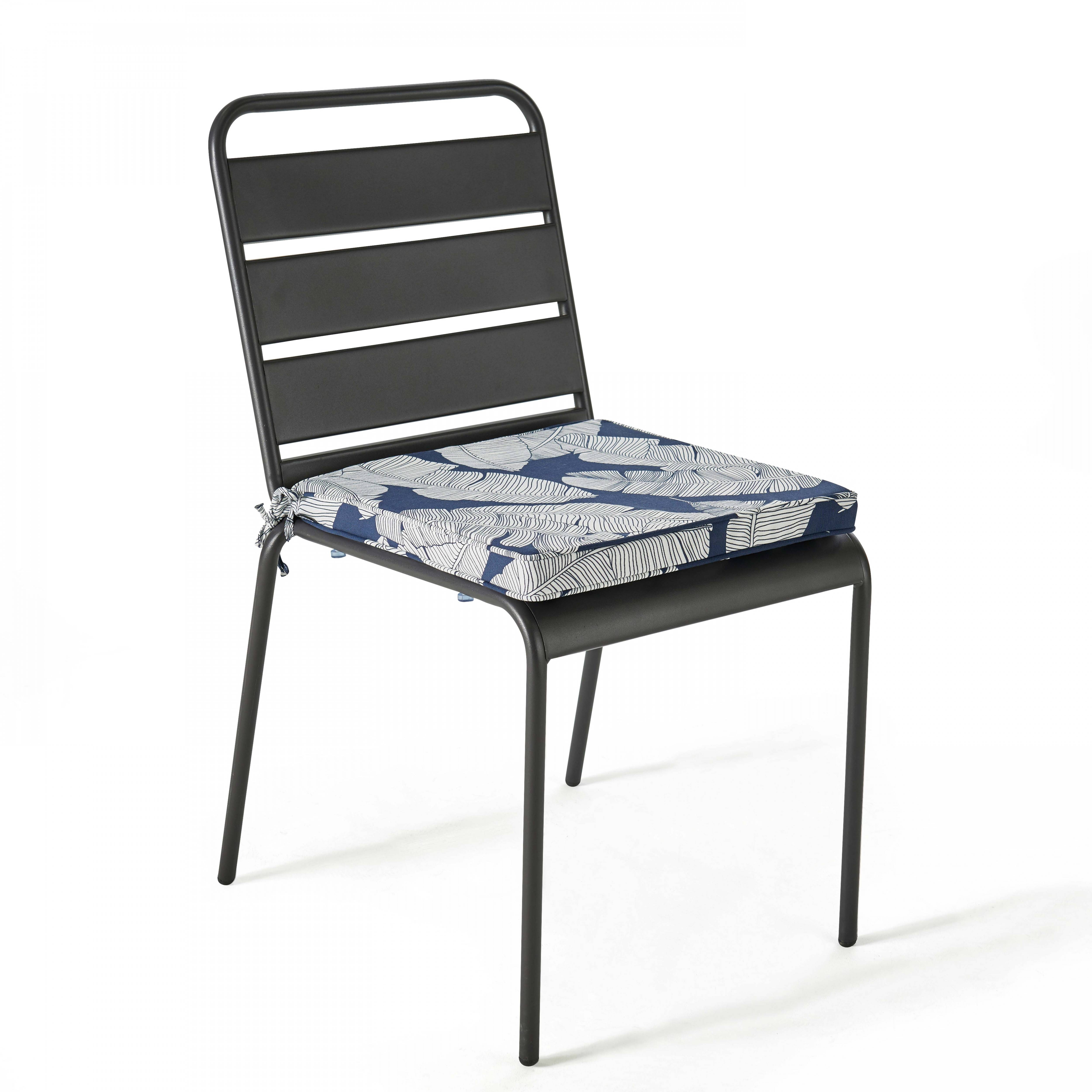 Oviala - Lot de 4 galettes de chaise polyester abaca bleu 40x40x3 cm Paita - Oviala - Imagen 3