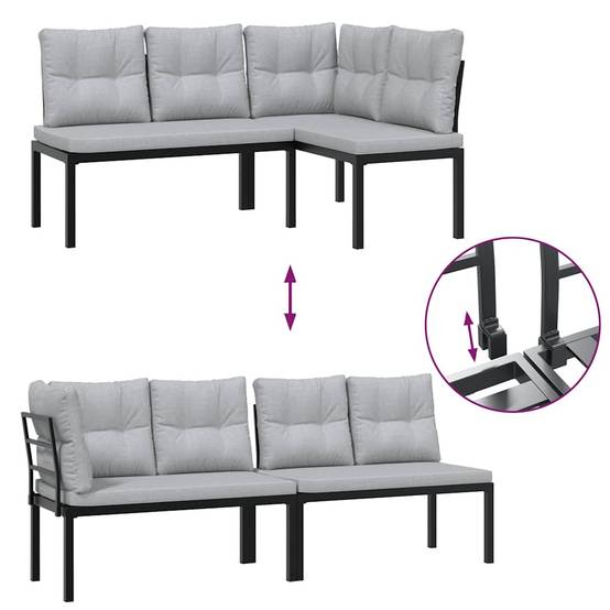 Vidaxl - Ensemble de banc de jardin avec coussins 3 pcs noir vidaXL 3283650 - Image 6