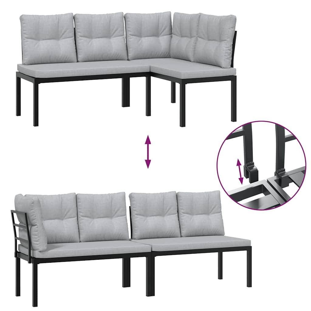 Vidaxl - Ensemble de banc de jardin avec coussins 3 pcs noir vidaXL 3283650 - Image 6