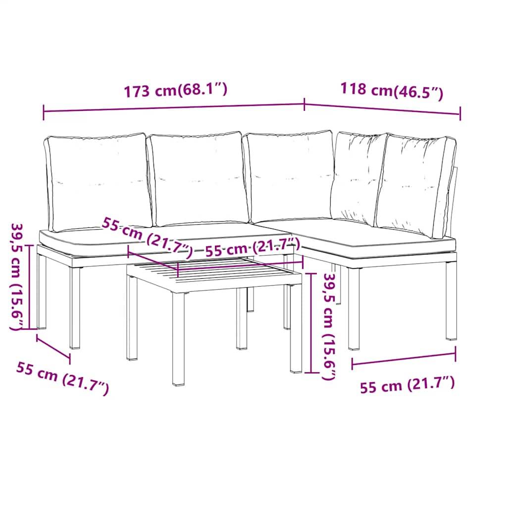 Vidaxl - Ensemble de banc de jardin avec coussins 3 pcs noir vidaXL 3283650 - Image 3