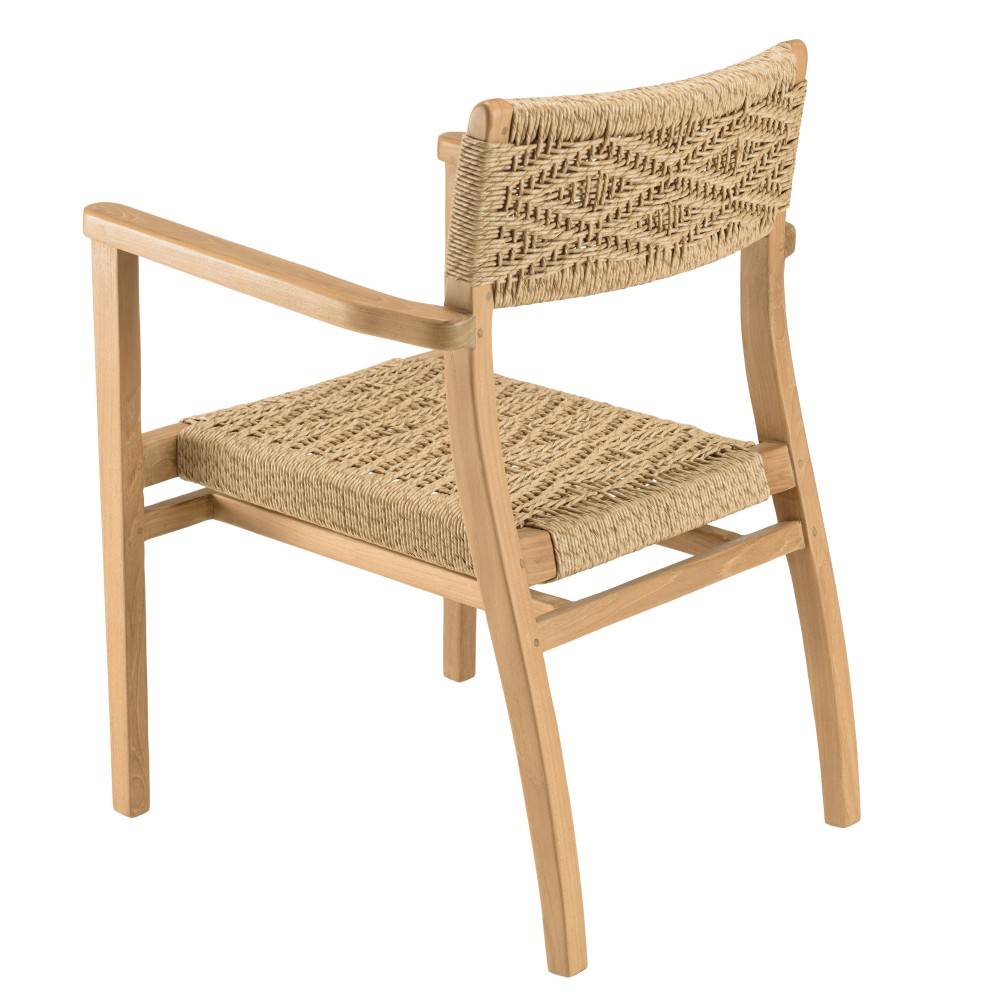 Macabane - VALERIA - Lot de 2 fauteuils jardin en bois teck rotin motif losange - Imagen 6
