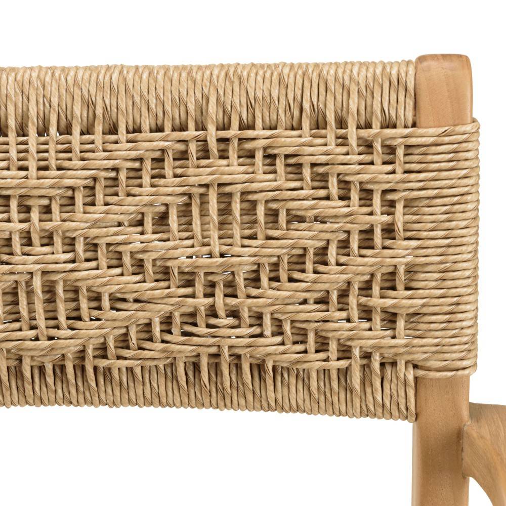 Macabane - VALERIA - Lot de 2 fauteuils jardin en bois teck rotin motif losange - Imagen 5