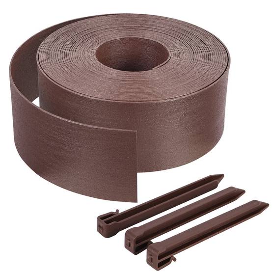 Vounot - Bordure de jardin haute flexible 10M en PE avec 6 piquets - hauteur 13cm - epaisseur 3mm - marron - VOUNOT® - Image 1