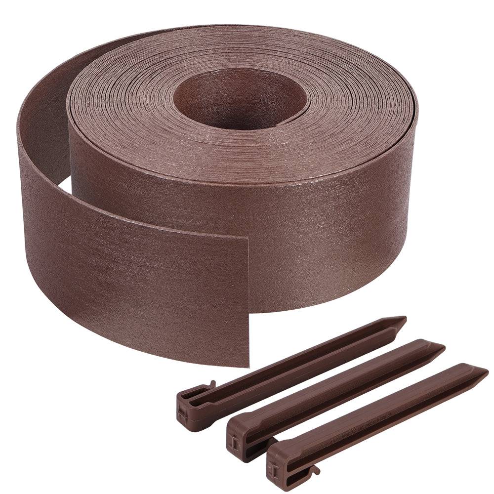 Vounot - Bordure de jardin haute flexible 10M en PE avec 6 piquets - hauteur 13cm - epaisseur 3mm - marron - VOUNOT® - Image 1
