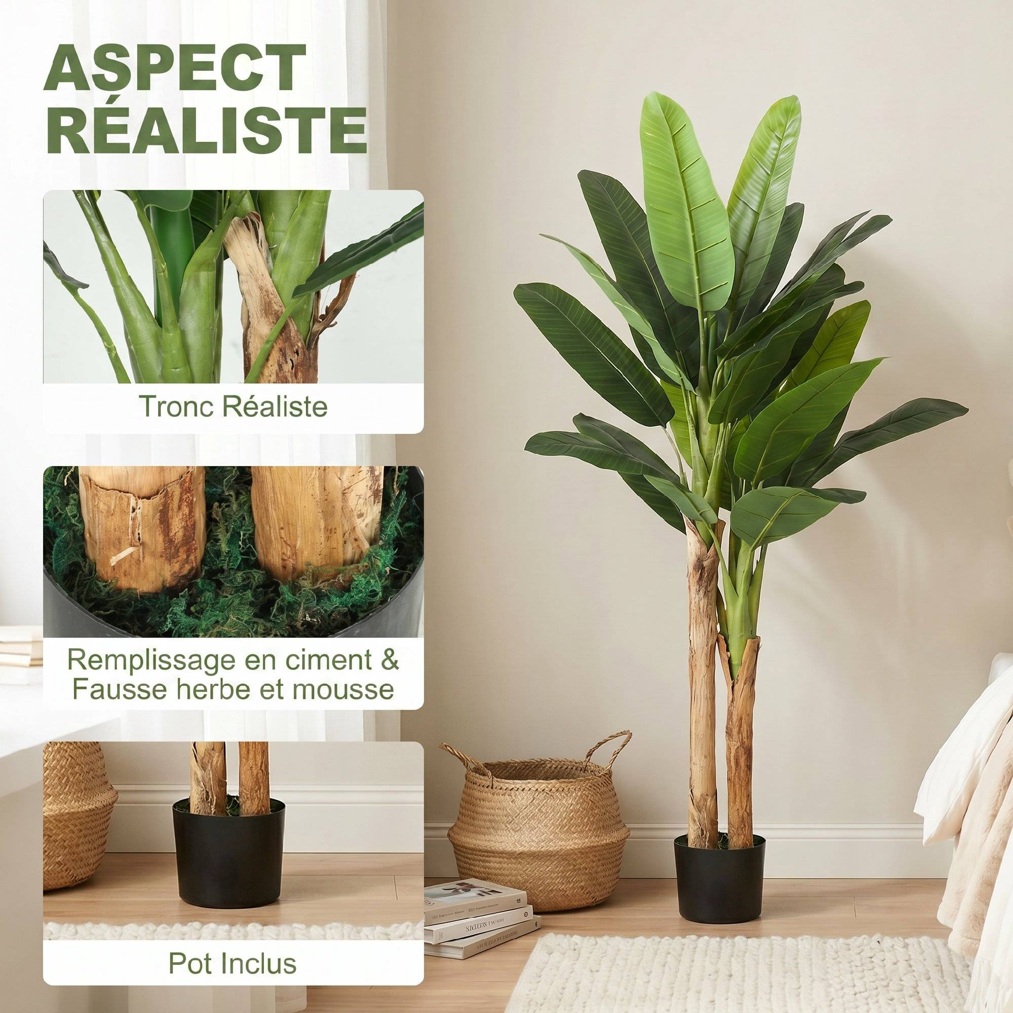 Lot de 2 bananiers artificiels plastique vert 17 x 17 x 150 cm - PANGIVO - Image 6