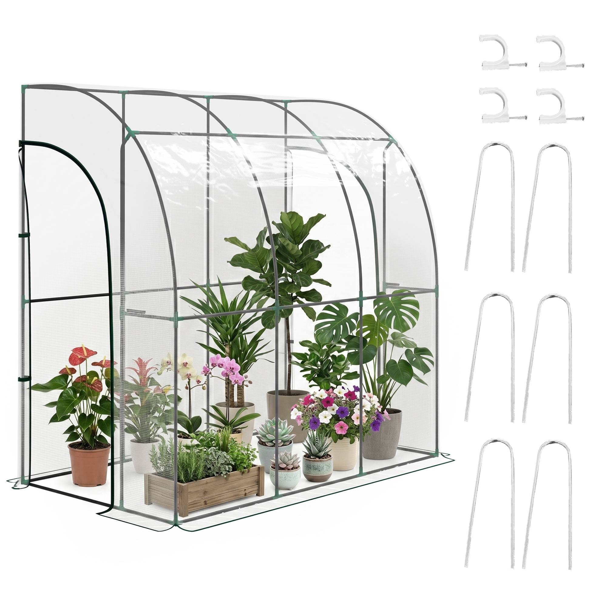 Sans Marque - Serre adossée PVC renforcé 214x118x212 cm 2 portes serre balcon murale transparente