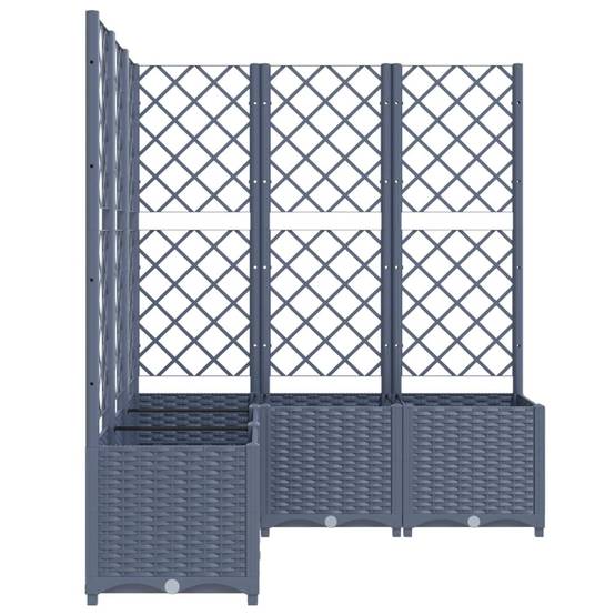 Jardinière bac lit surélevé plantes fleurs terrasse jardin avec treillis 120 x 120 x 136 cm PP gris - Image 3