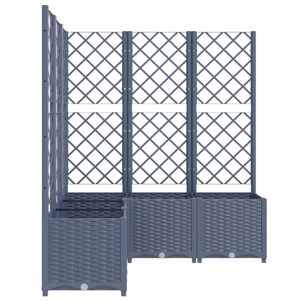 Jardinière bac lit surélevé plantes fleurs terrasse jardin avec treillis 120 x 120 x 136 cm PP gris - Image 3