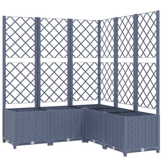 Jardinière bac lit surélevé plantes fleurs terrasse jardin avec treillis 120 x 120 x 136 cm PP gris - Image 1