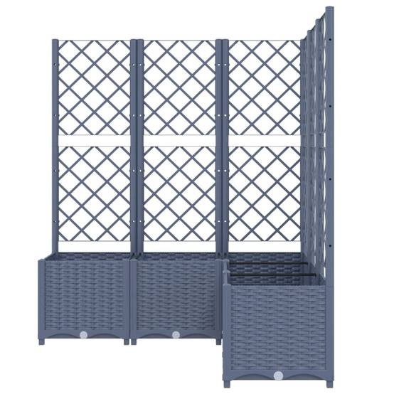 Jardinière bac lit surélevé plantes fleurs terrasse jardin avec treillis 120 x 120 x 136 cm PP gris - Image 2