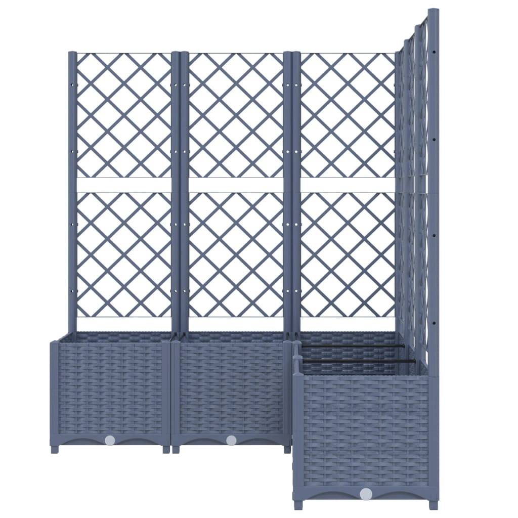 Jardinière bac lit surélevé plantes fleurs terrasse jardin avec treillis 120 x 120 x 136 cm PP gris - Image 2
