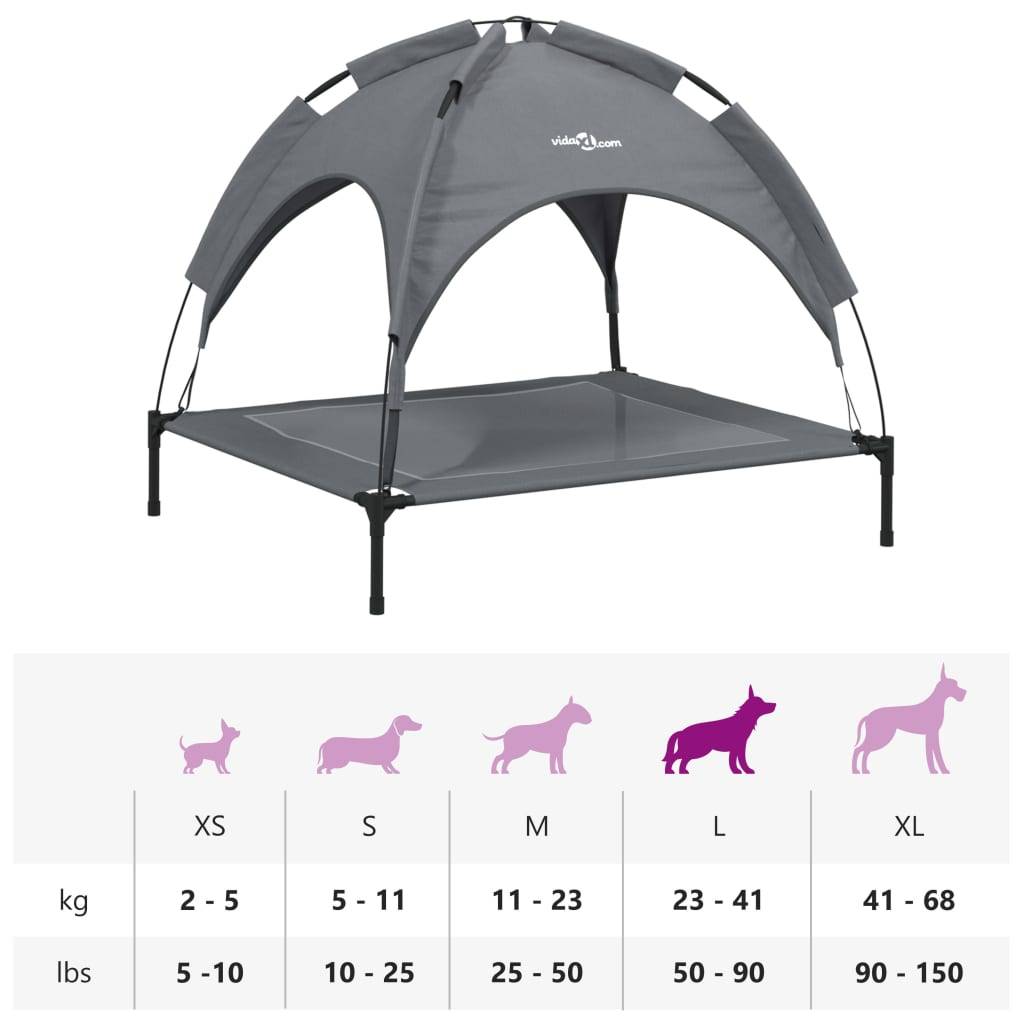 Lit de Camp pour Chien avec Auvent Amovible Acier et Tissu Anthracite 90x81cm – ComfortXL Pet Living - Image 9