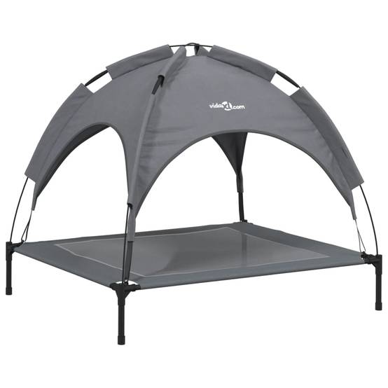 Lit de Camp pour Chien avec Auvent Amovible Acier et Tissu Anthracite 90x81cm – ComfortXL Pet Living - Image 2