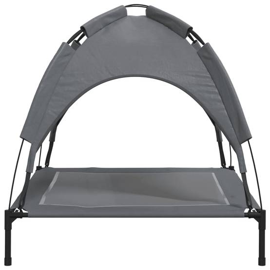 Lit de Camp pour Chien avec Auvent Amovible Acier et Tissu Anthracite 90x81cm – ComfortXL Pet Living - Image 5