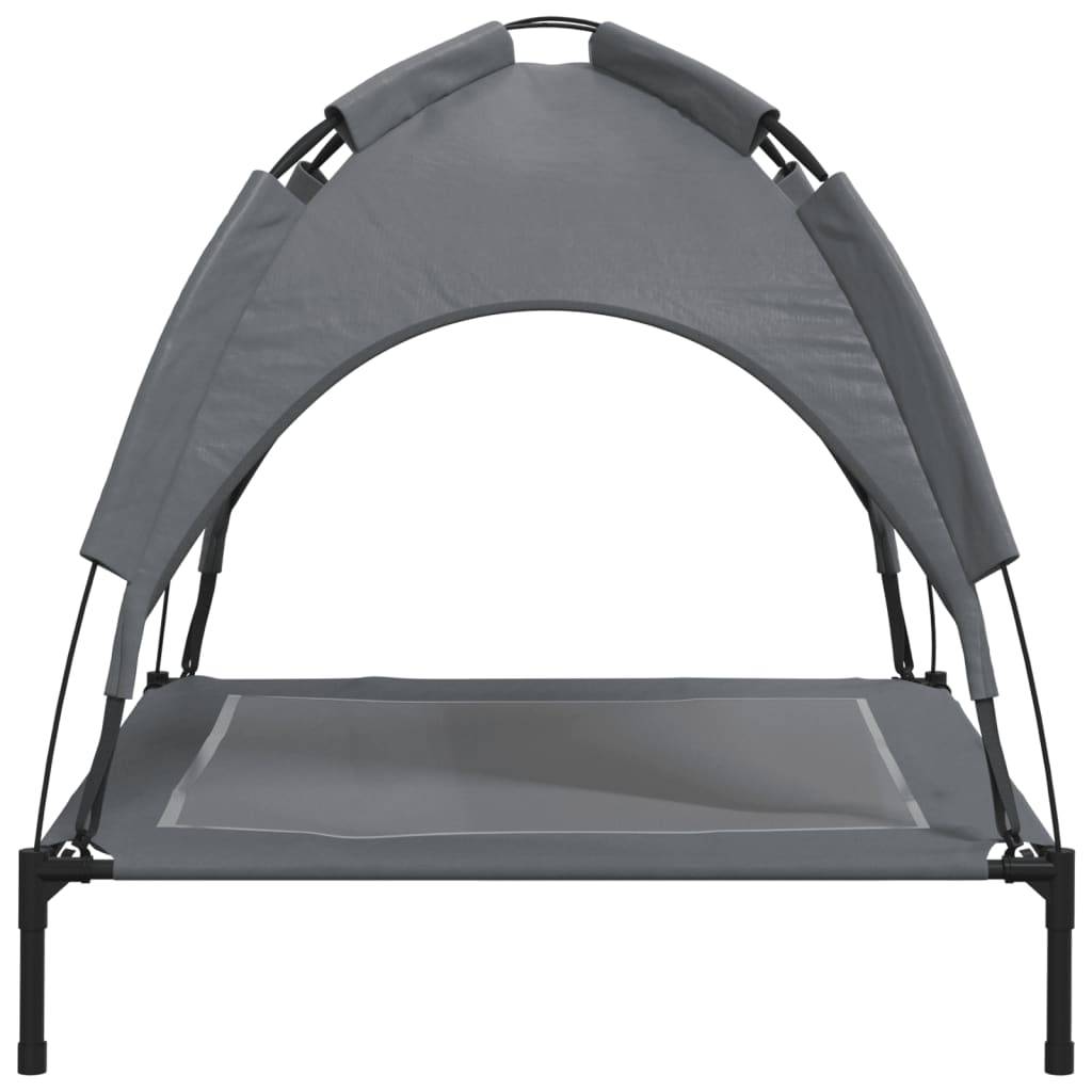 Lit de Camp pour Chien avec Auvent Amovible Acier et Tissu Anthracite 90x81cm – ComfortXL Pet Living - Image 5