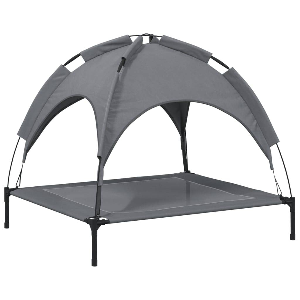 Lit de Camp pour Chien avec Auvent Amovible Acier et Tissu Anthracite 90x81cm – ComfortXL Pet Living - Image 6
