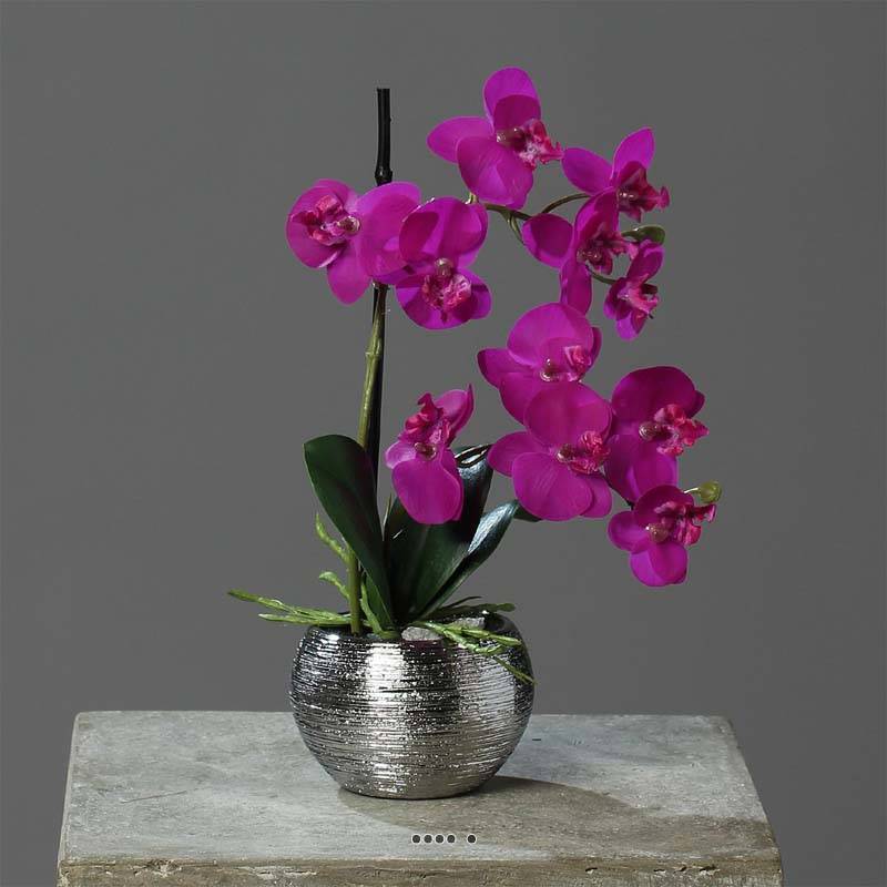 Artificielles - Orchidée phalaenopsis artificielle en pot céramique, H 30 cm Pourpre - couleur: Pourpre - Imagen 4