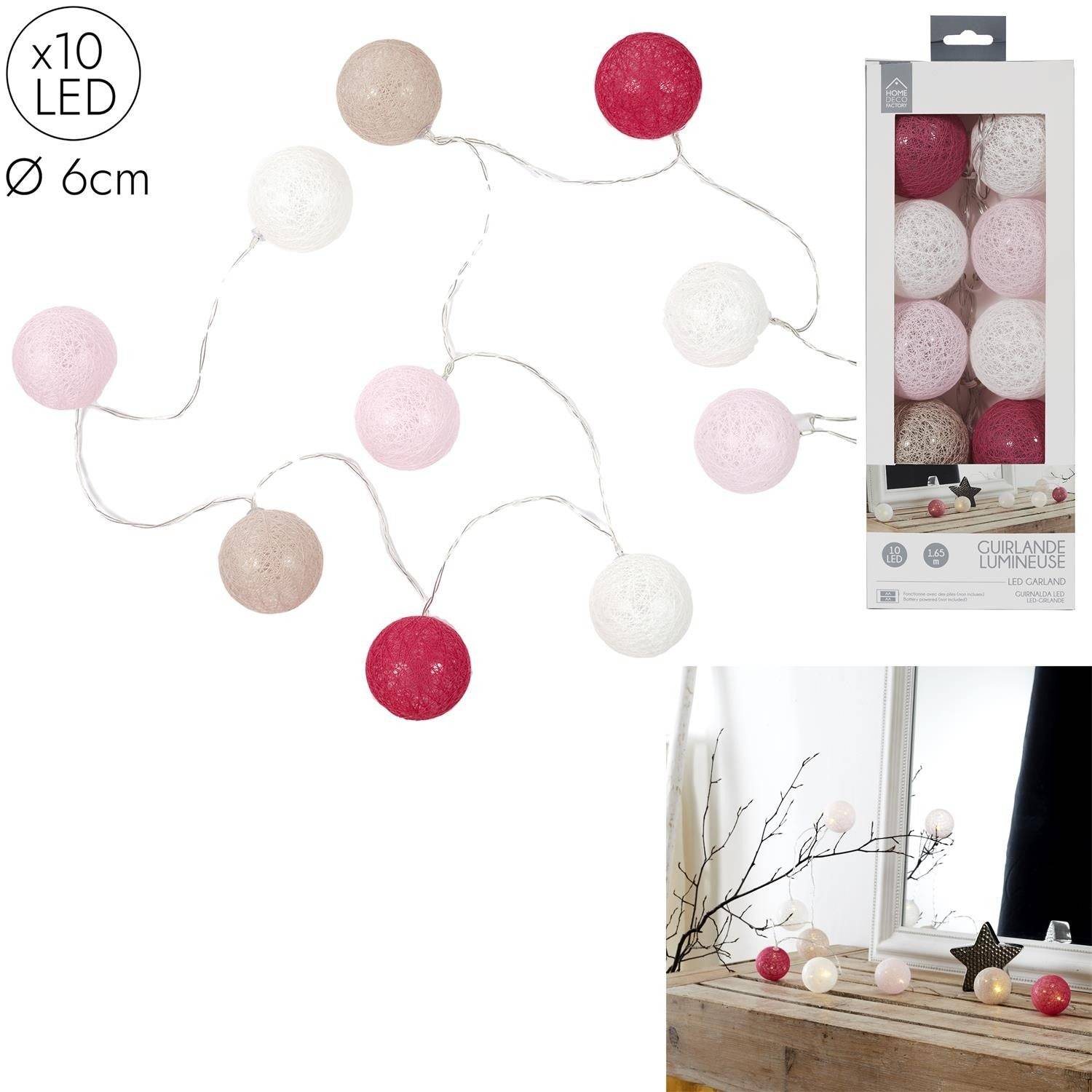 Entrepotbrico - GUIRLANDE BOULE ROSE 10 LED D6CM 1M92 M12 - Image 1