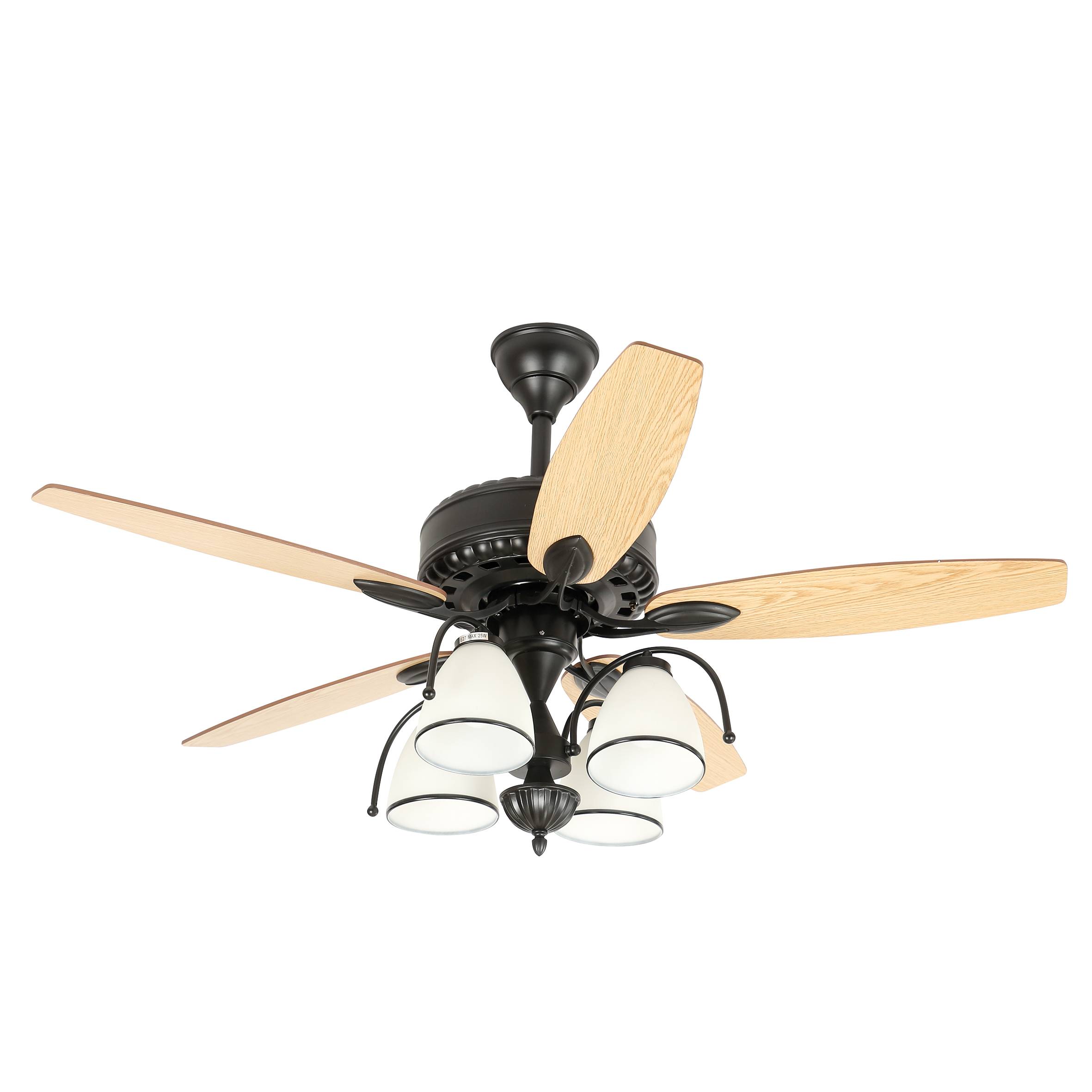 Ventilateur de plafond Zéphora Ø132?cm – Bois composite – 4?ampoules E27 – Moteur?DC FARTOOLS - Image 1