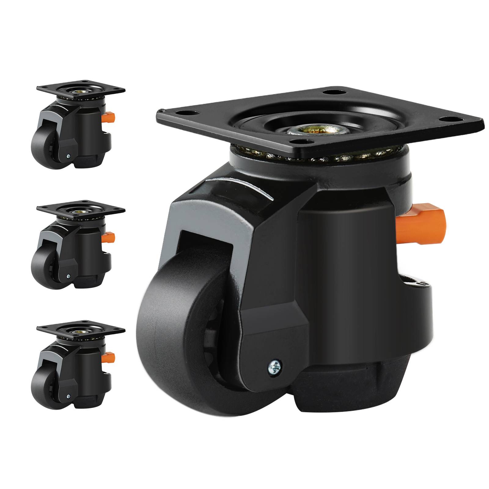 VEVOR Roulettes pivotantes lot de 4, capacité totale 1000kg, diamètre 63.5mm, réglables 360°, pour établis. - Image 1