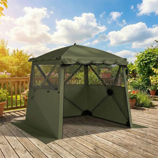 Tonnelle pliante tissu Oxford vert et noir 198 x 198 x 197 cm - PANGIVO - Image 9