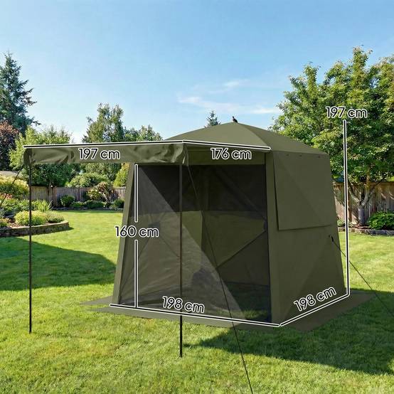 Tonnelle pliante tissu Oxford vert et noir 198 x 198 x 197 cm - PANGIVO - Image 5