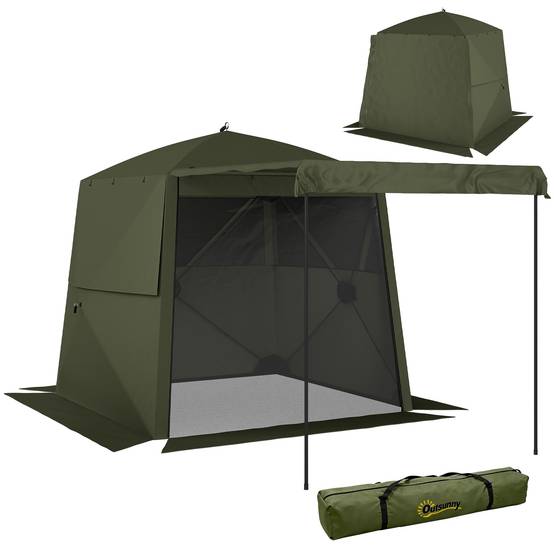 Tonnelle pliante tissu Oxford vert et noir 198 x 198 x 197 cm - PANGIVO - Image 1