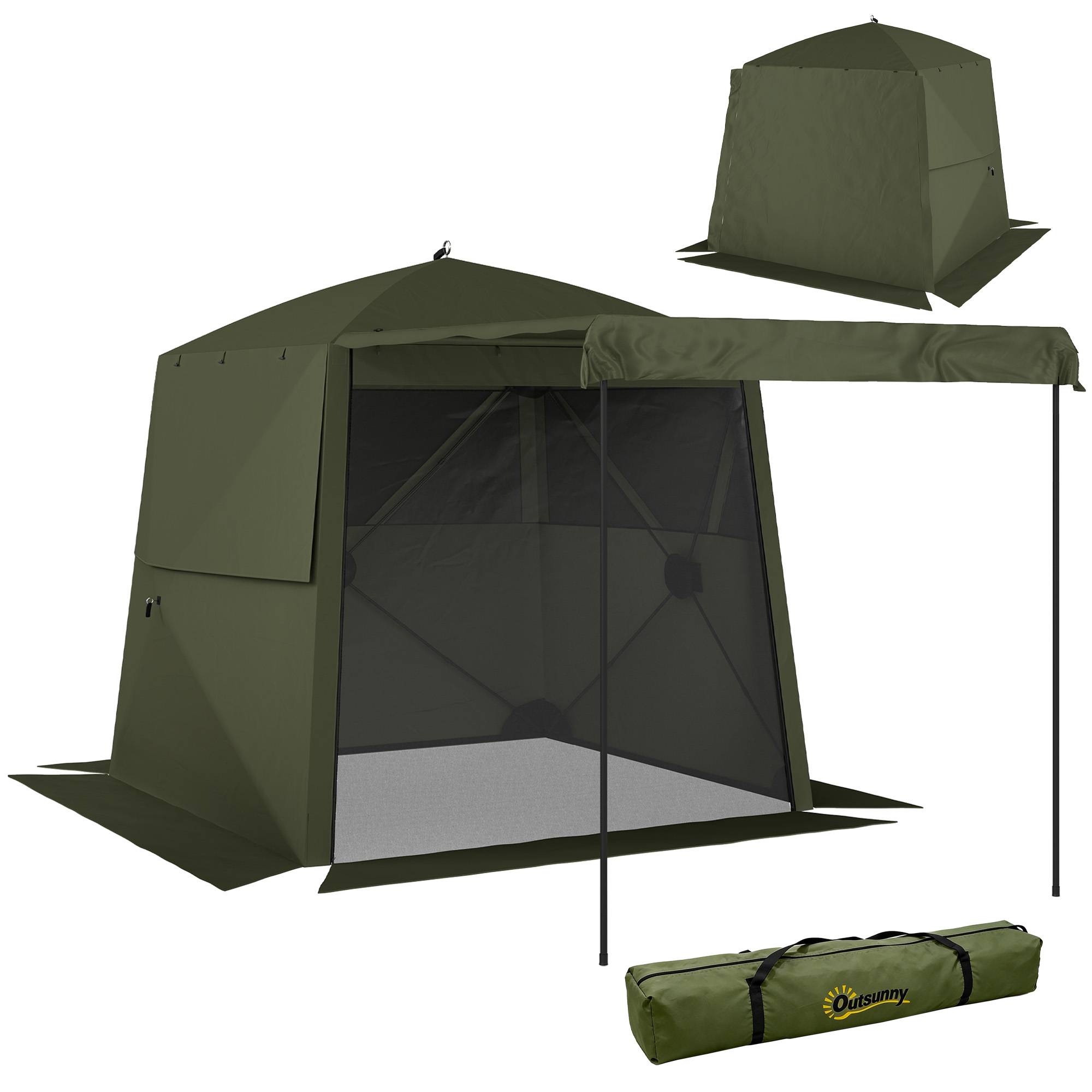Tonnelle pliante tissu Oxford vert et noir 198 x 198 x 197 cm - PANGIVO - Image 1