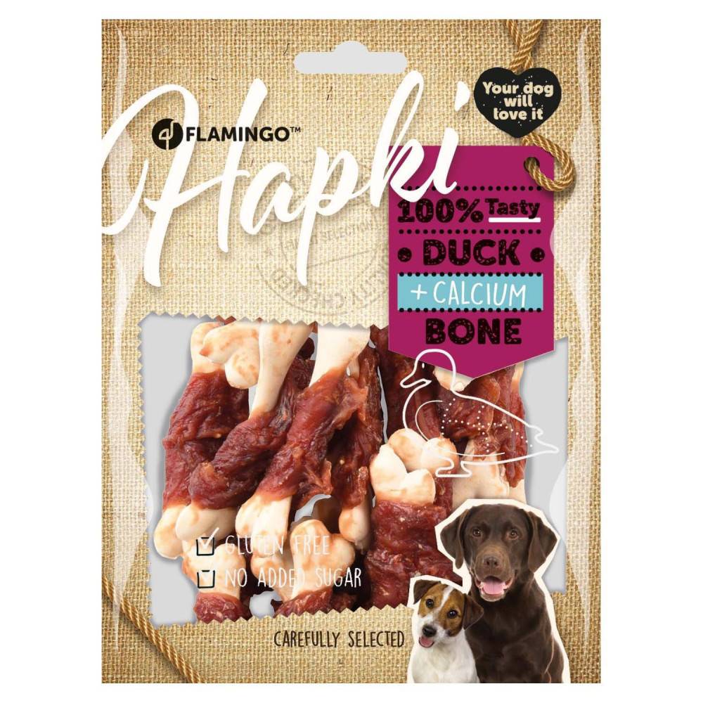 Friandise os de calcium avec canard Hapki BBQ pour chien 170 g sans gluten. - Imagen 3