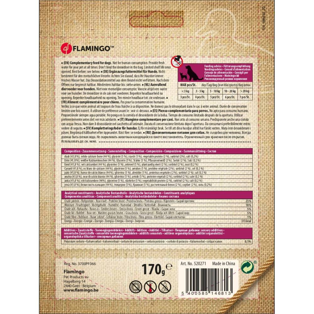 Friandise os de calcium avec canard Hapki BBQ pour chien 170 g sans gluten. - Imagen 2