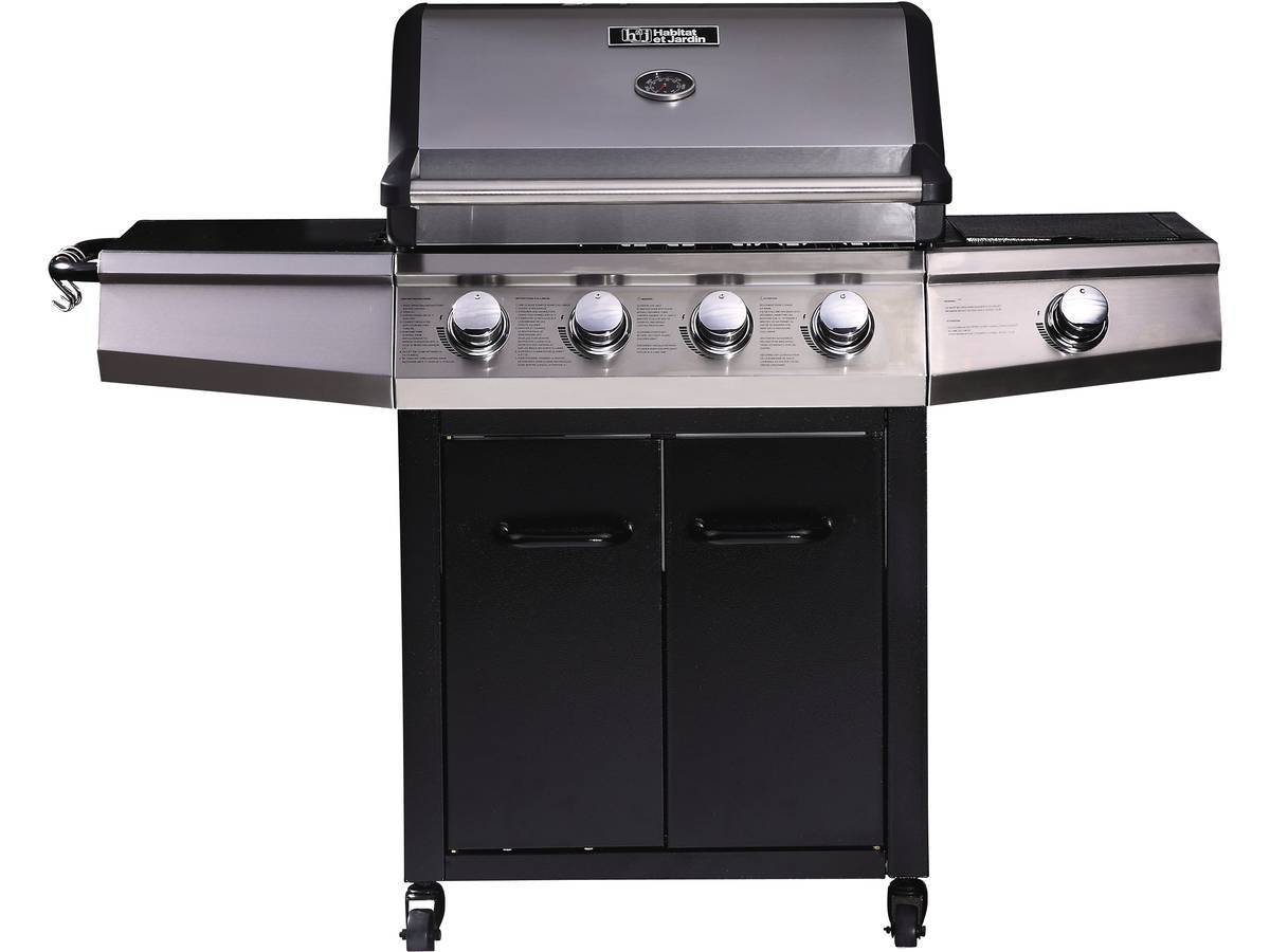 Barbecue Gaz "bingo 5" - 5 Brûleurs Dont 1 Latéral - 15.2kw + Housse Protection - Noir -habitat Et Jardin - Image 2
