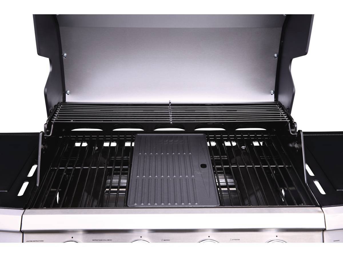 Barbecue Gaz "bingo 5" - 5 Brûleurs Dont 1 Latéral - 15.2kw + Housse Protection - Noir -habitat Et Jardin - Image 4