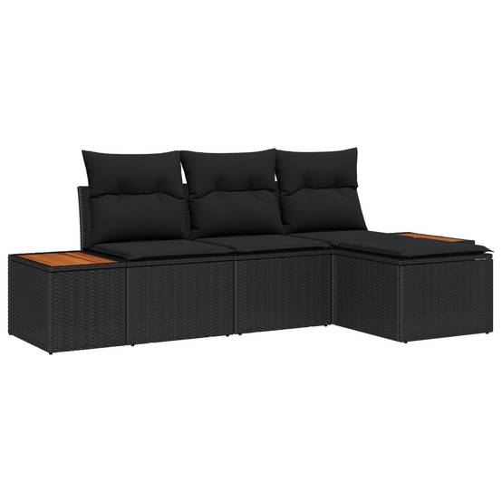 Set Détente 4 Éléments Résine Tressée Table Hauteur Variable & Coffre Rangement Terrasse Noir Chic – ComfortXL Outdoor Living - Image 1