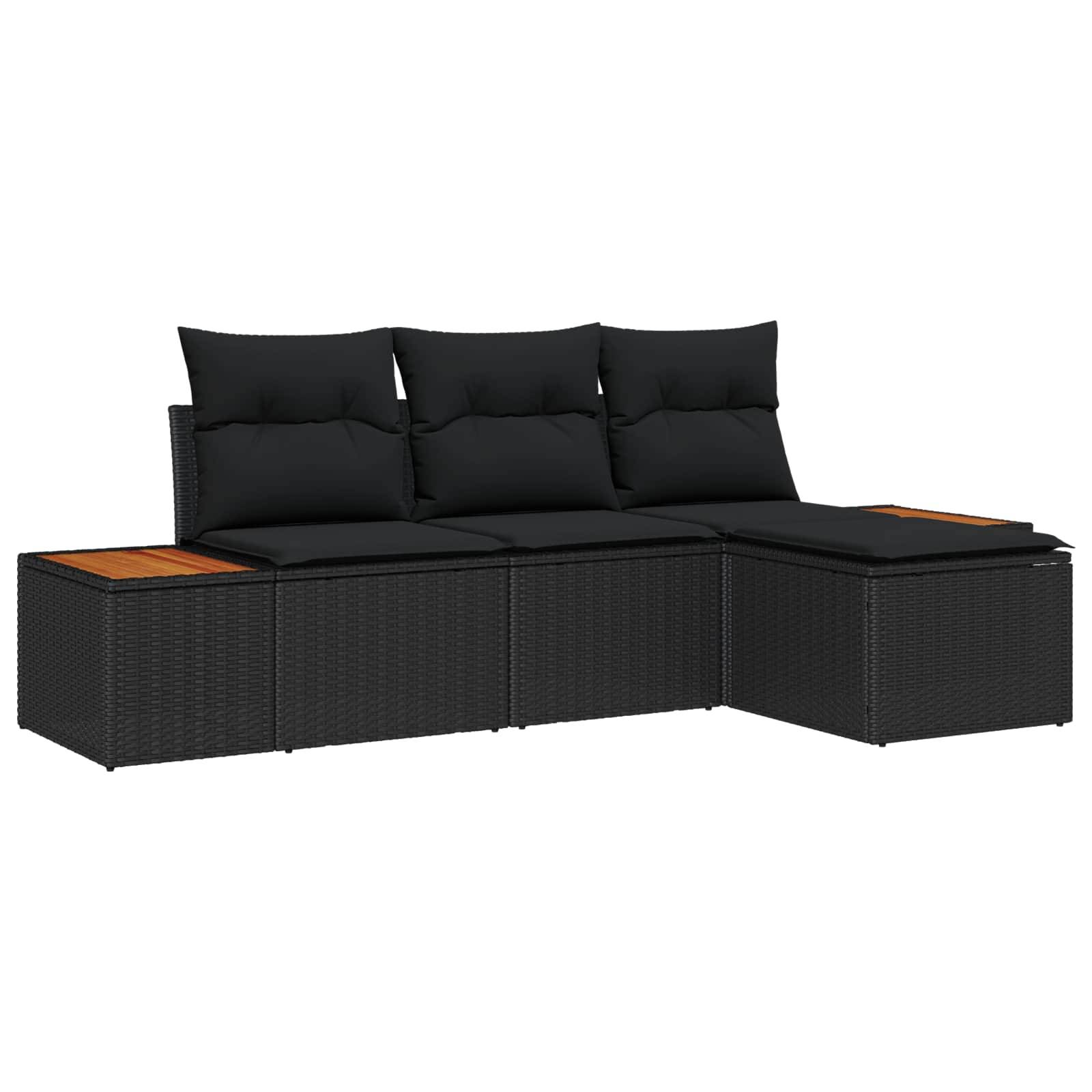 Set Détente 4 Éléments Résine Tressée Table Hauteur Variable & Coffre Rangement Terrasse Noir Chic – ComfortXL Outdoor Living - Image 1