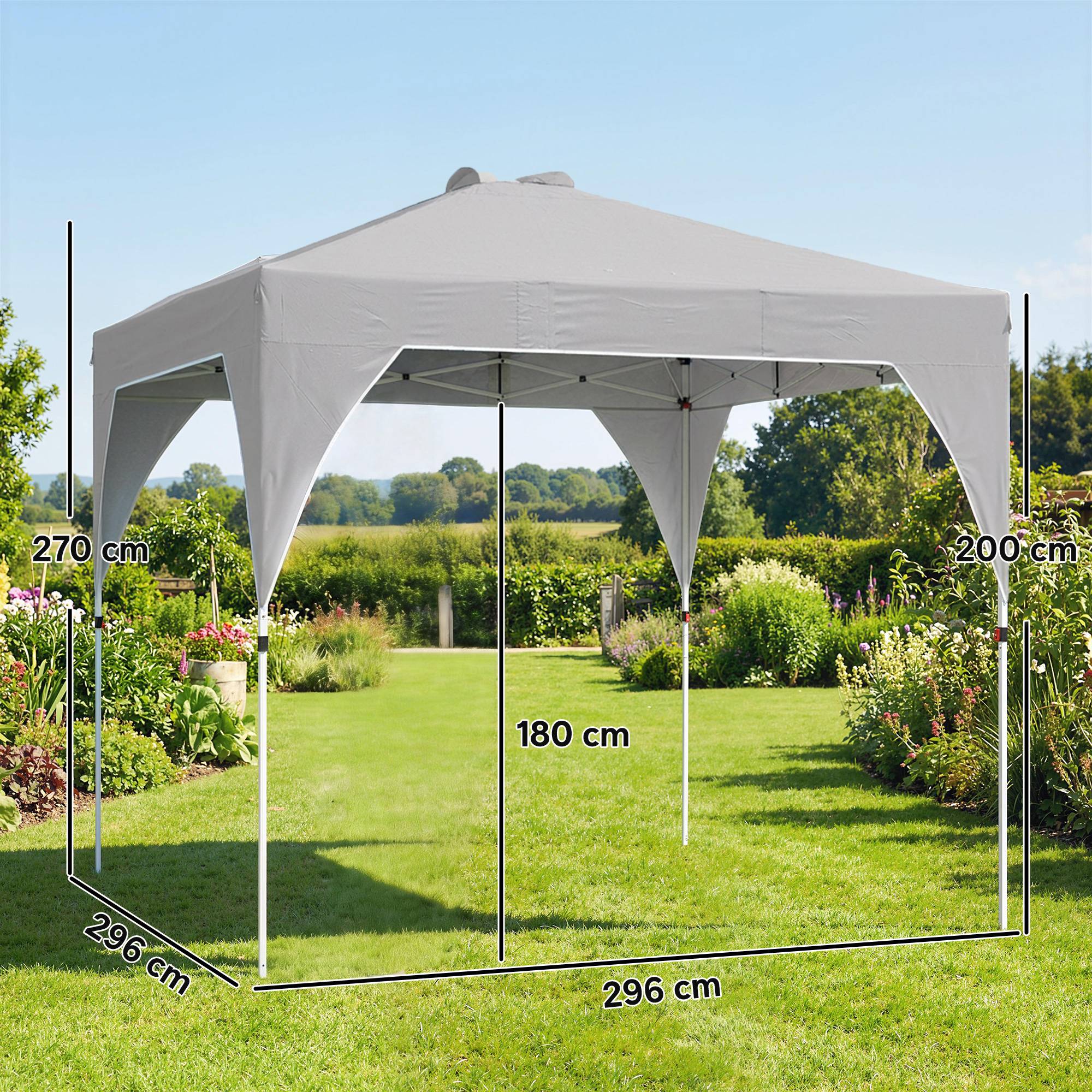 ComfortXL - Tonnelle Pliante Métal Oxford Repas Extérieurs Toit Ventilé Lestage 3x3m Gris - ComfortXL Outdoor Living - Image 5