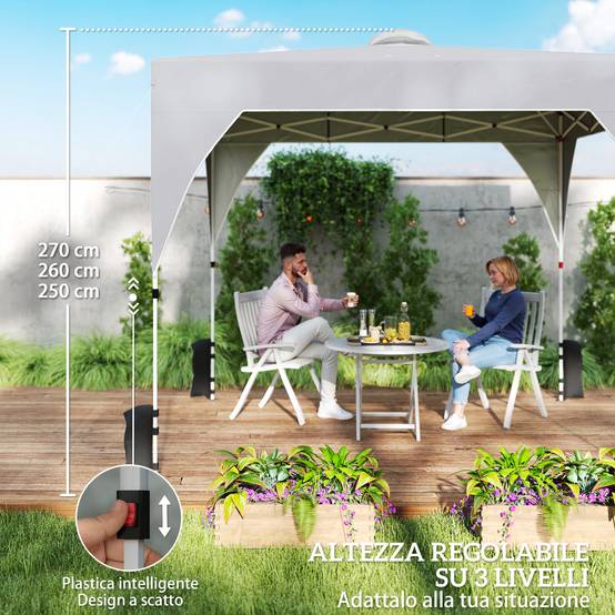 ComfortXL - Tonnelle Pliante Métal Oxford Repas Extérieurs Toit Ventilé Lestage 3x3m Gris - ComfortXL Outdoor Living - Image 9