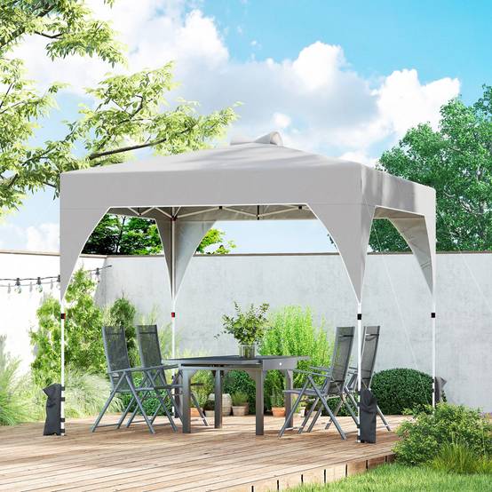 ComfortXL - Tonnelle Pliante Métal Oxford Repas Extérieurs Toit Ventilé Lestage 3x3m Gris - ComfortXL Outdoor Living - Image 4