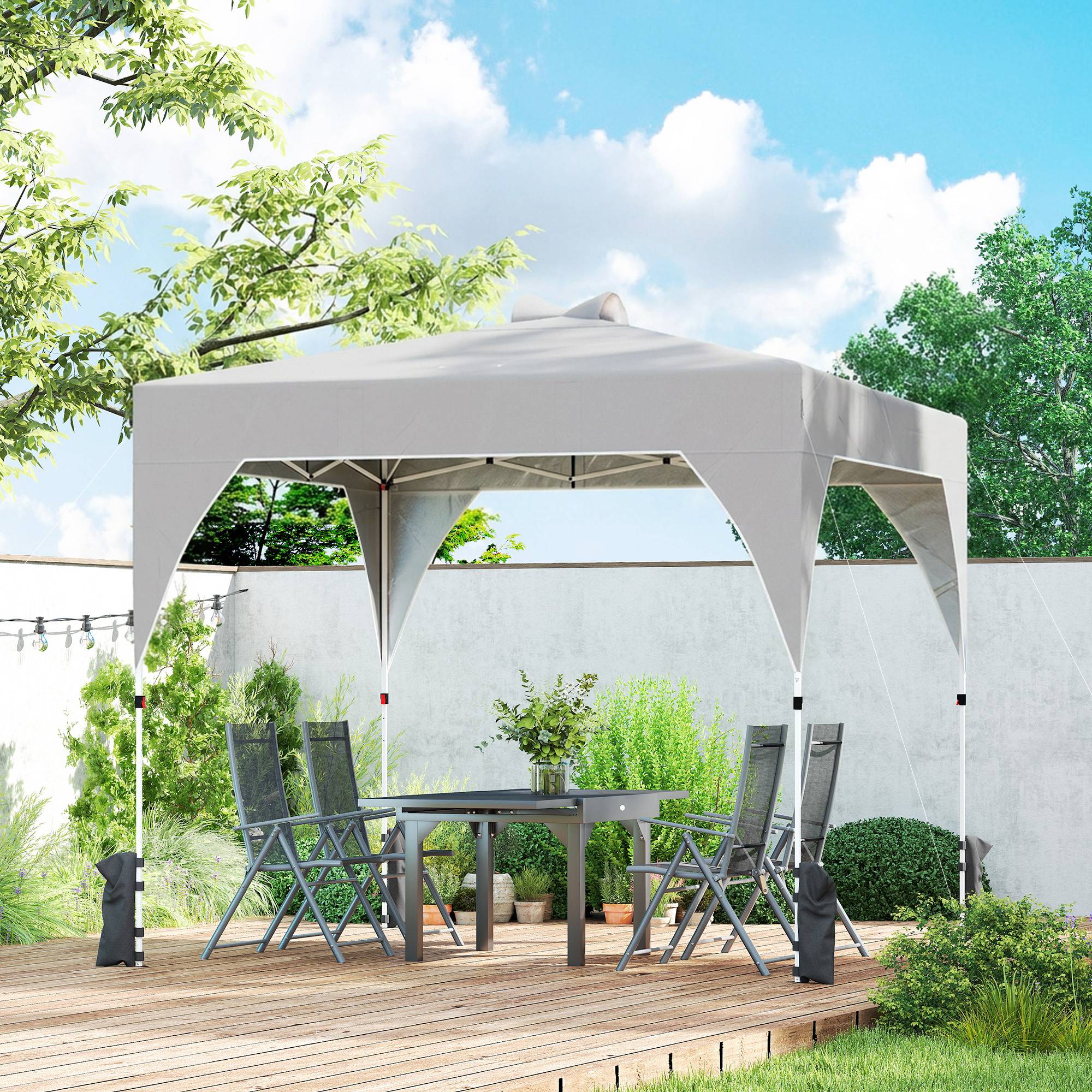 ComfortXL - Tonnelle Pliante Métal Oxford Repas Extérieurs Toit Ventilé Lestage 3x3m Gris - ComfortXL Outdoor Living - Image 4