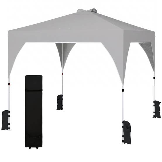 ComfortXL - Tonnelle Pliante Métal Oxford Repas Extérieurs Toit Ventilé Lestage 3x3m Gris - ComfortXL Outdoor Living - Image 2