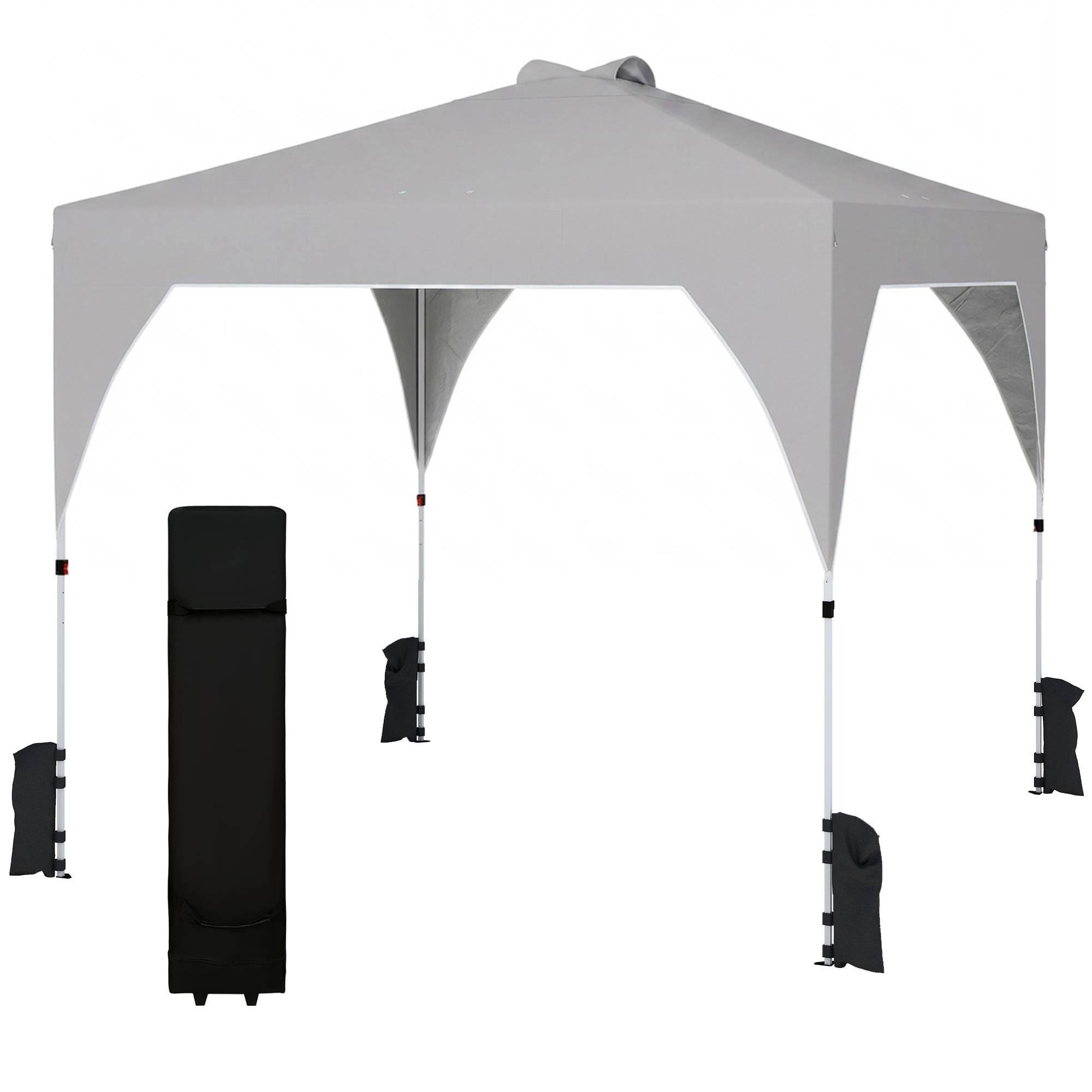ComfortXL - Tonnelle Pliante Métal Oxford Repas Extérieurs Toit Ventilé Lestage 3x3m Gris - ComfortXL Outdoor Living - Image 2
