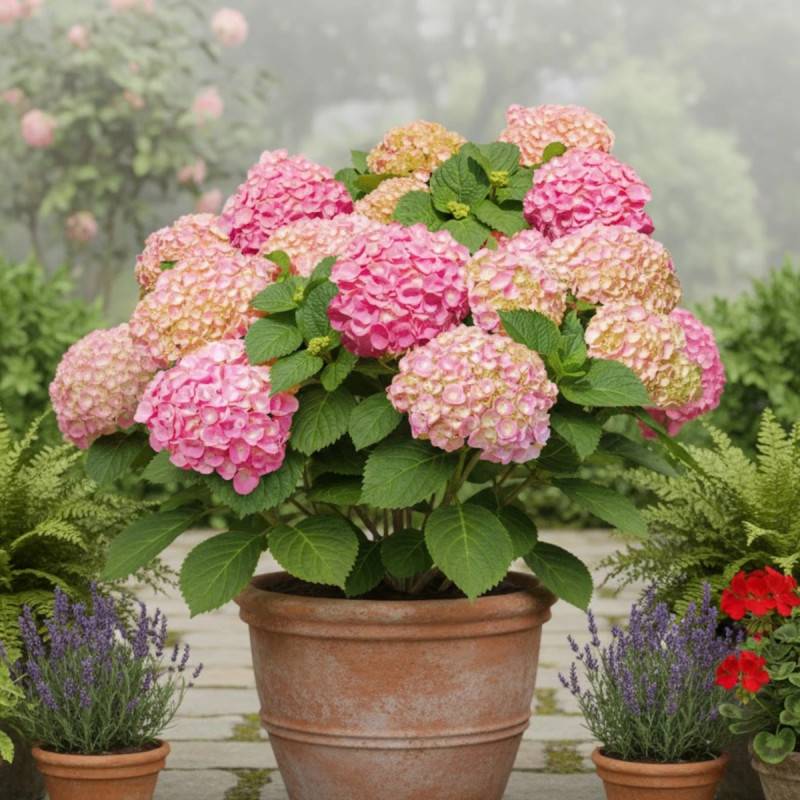 Hortensia Forever&Ever® Rose, Hydrangea macrophylla à fleurs Rose/ - feuillage Caduc - Pot de 12L - 50/60 cm - Image 3
